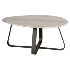 PTMD Salontafel Muka wit marmeren blad en grijs onderstel - laag