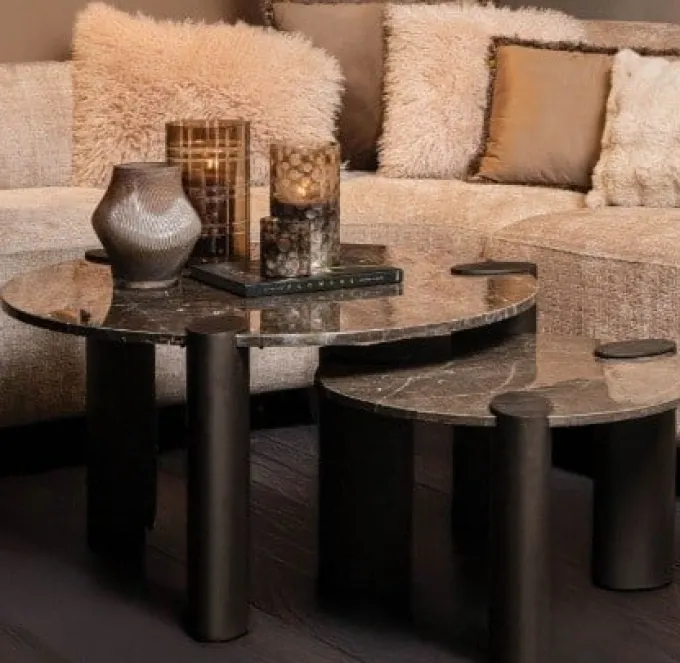 PTMD Salontafel Ora Bruin met marmeren blad
