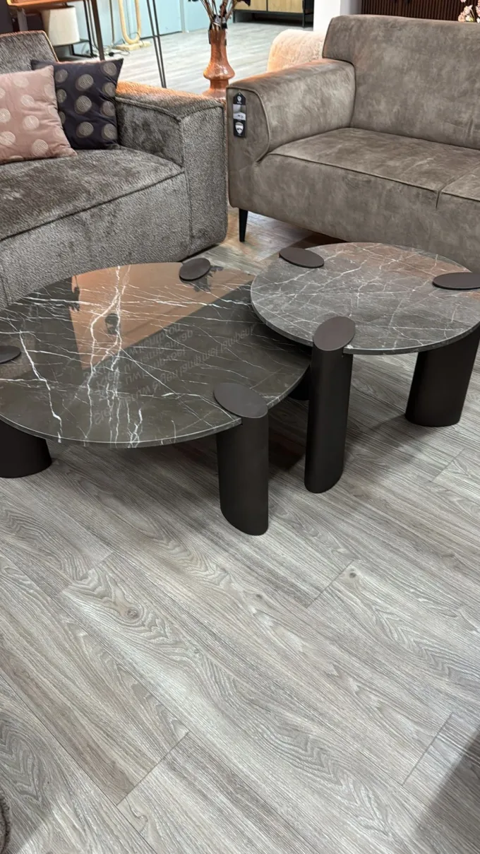 PTMD Salontafel Ora Bruin met marmeren blad hoog