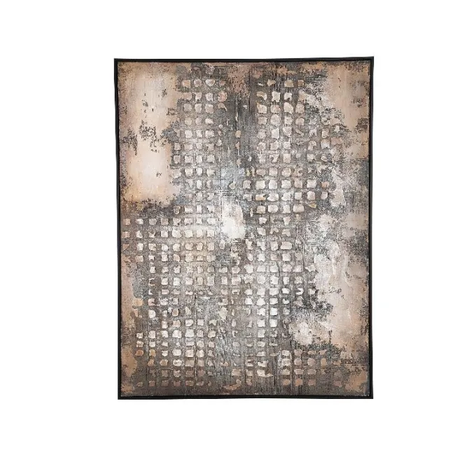 PTMD Schilderij Pathe Brown canvas rough pattern rechthoek
