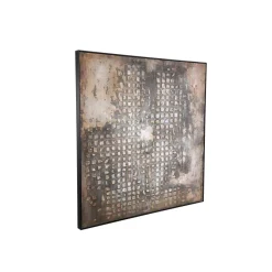 PTMD Schilderij Pathe Brown canvas rough pattern vierkant - 122,50 cm