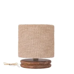 PTMD Tafellamp Devi Taupe op houten voet laag