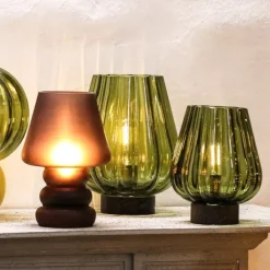 PTMD Tafellamp Led Miron Bruin matglas