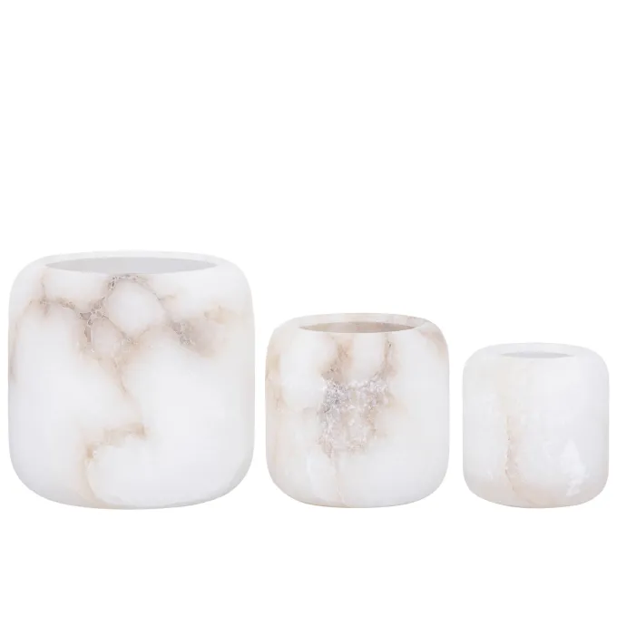 PTMD Theelicht Audin Wit Alabaster rond XS
