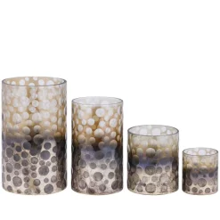 PTMD Theelicht Bridgid Bruin glas met stippen S