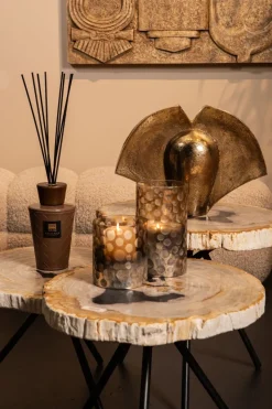 PTMD Theelicht Bridgid Bruin glas met stippen XS