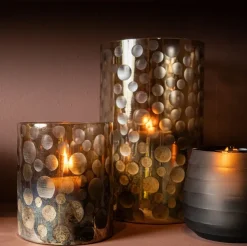 PTMD Theelicht Bridgid Bruin glas met stippen M