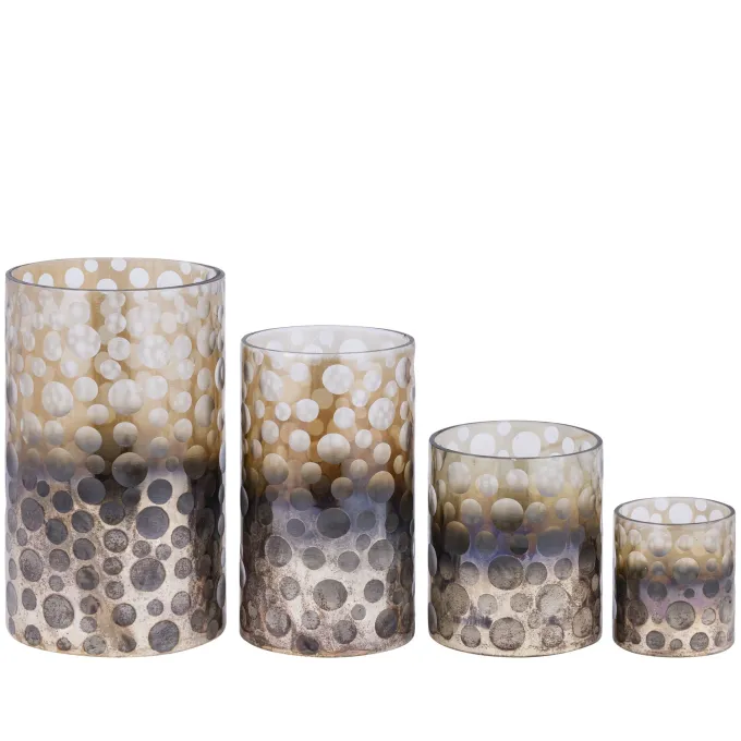 PTMD Theelicht Bridgid Bruin glas met stippen M