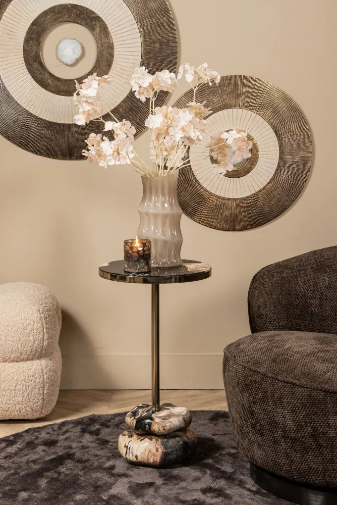 PTMD Vaas Anvi Creme glas hoekig rond L