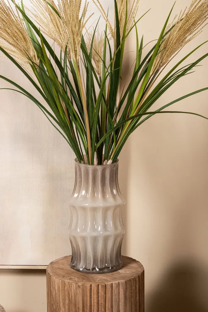 PTMD Vaas Anvi Creme glas hoekig rond L