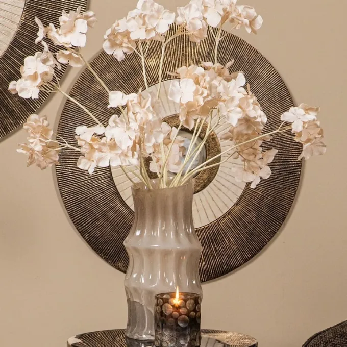 PTMD Vaas Anvi Creme glas hoekig rond L