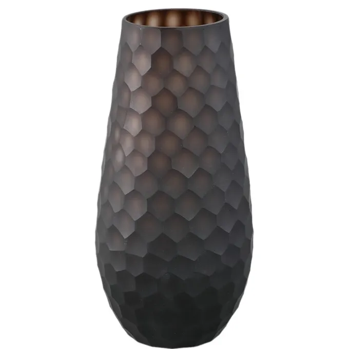 PTMD Vaas Eboney Bruin rond glas cirkel patroon hoog S