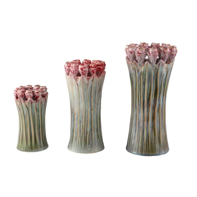 PTMD Vaas Tulips Mint Green ceramic tulip shaped L