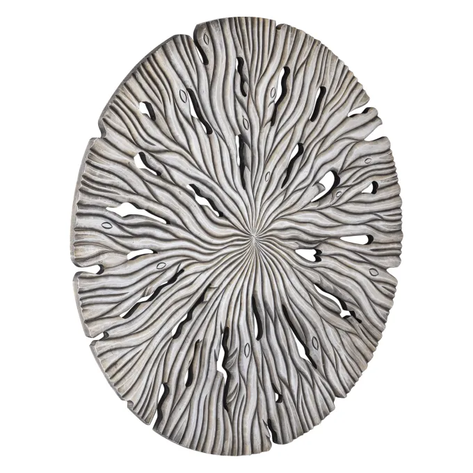 PTMD Wandornament Bonte Creme MDF Wavy rond L - Ø 120 cm