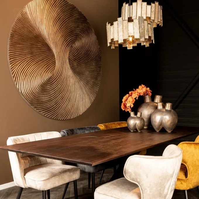 PTMD Wandornament Wiktor Bruin MDF swirl carved XL - Ø 180 cm