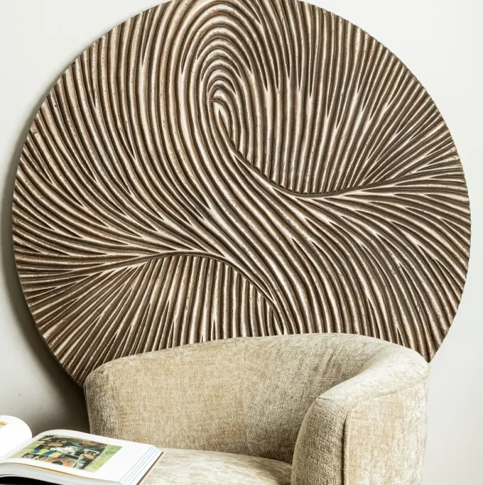 PTMD Wandornament Wiktor Bruin MDF swirl carved L - Ø 120 cm