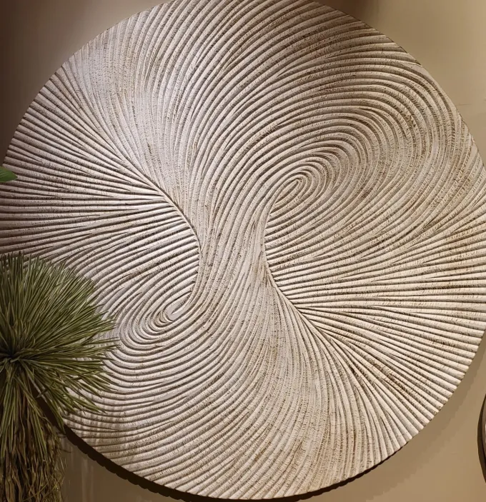 PTMD Wandornament Wiktor Wit MDF swirl carved XL - Ø 180 cm