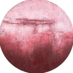 PTMD Wandpaneel Cobey Burgundy handgeschilderd canvas M - Ø 90 cm