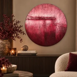 PTMD Wandpaneel Cobey Burgundy handgeschilderd canvas M - Ø 90 cm