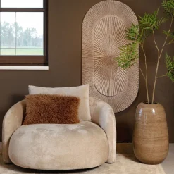 PTMD Wandpaneel Dishita Creme MDF Dubbel ovaal