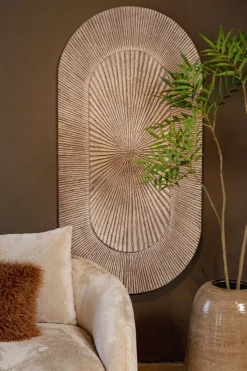 PTMD Wandpaneel Dishita Creme MDF Dubbel ovaal