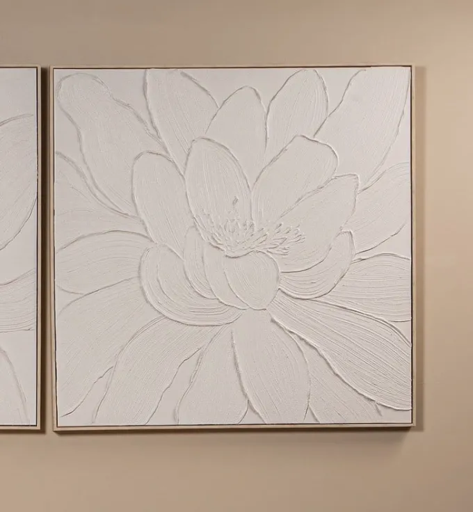 PTMD Wandpaneel Florise Creme canvas bloemen A
