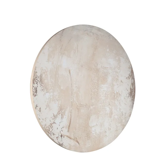 PTMD Wandpaneel Moti Creme canvas structuur rond L