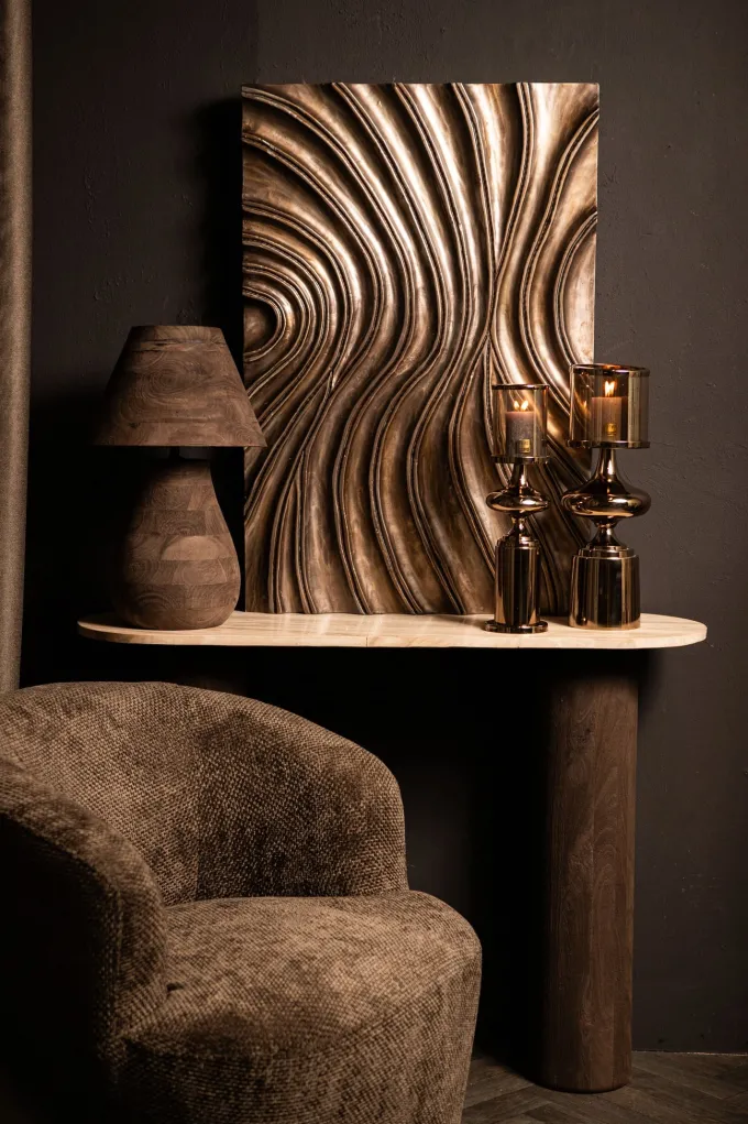 PTMD Wandpaneel Reddie Bruin glanzend MDF golvend S