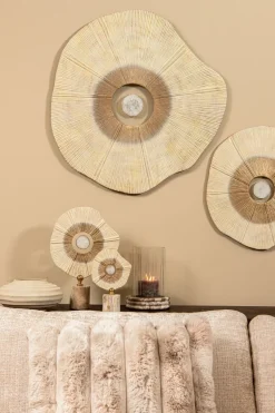 PTMD Wandpaneel Rella Beige gegoten aluminium met centrale steen L