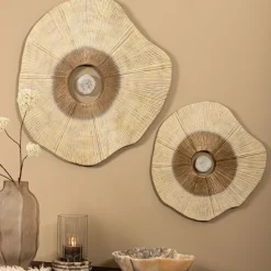PTMD Wandpaneel Rella Beige gegoten aluminium met centrale steen L