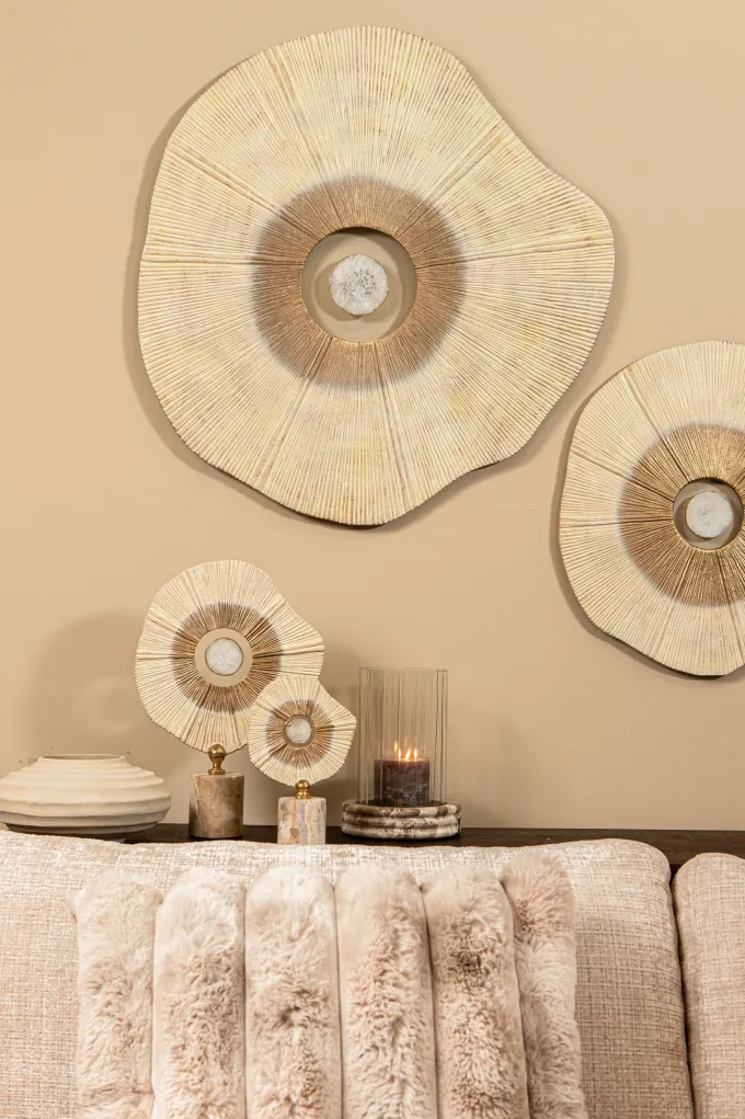 PTMD Wandpaneel Rella Beige gegoten aluminium met centrale steen S