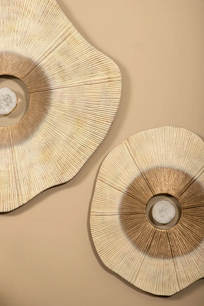 PTMD Wandpaneel Rella Beige gegoten aluminium met centrale steen S