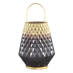 PTMD Windlicht Shanice Grijs/Goud L - Sfeervol PTMD Windlicht
