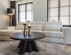 Richmond Interiors Bank Felix lounge links rond + 2.5 zitter white chenille (Bergen 900 white chenille)