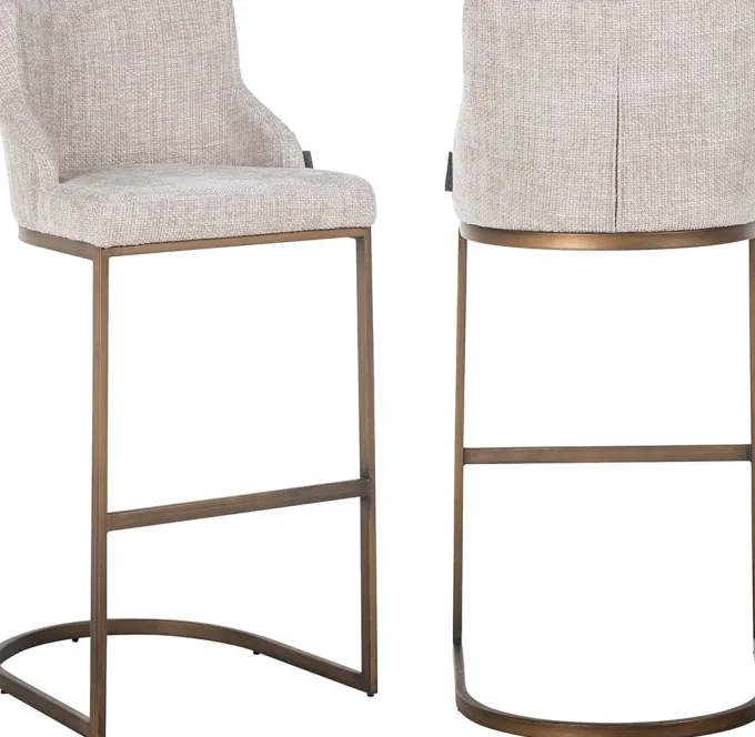Richmond Interiors Barstoel Bolton natural renagade met geborsteld goud