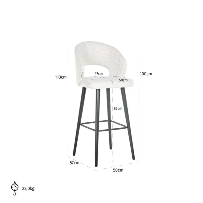 Richmond Interiors Barstoel Savoy white bouclé (Copenhagen 900 Bouclé White)