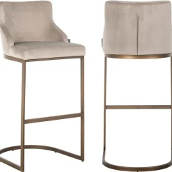 Richmond Interiors Barstoel Bolton khaki velvet geborsteld goud Khaki