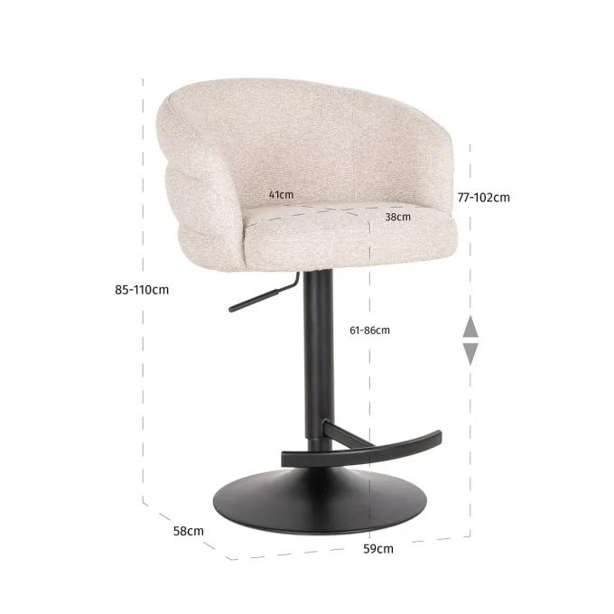 Richmond Interiors Barstoel Nikki biscotti swivel fire retardant