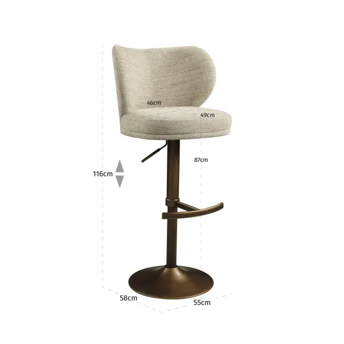 Richmond Interiors Barstoel Amely naturel softweave draaistoel