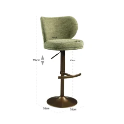 Richmond Interiors Barstoel Amely pistache softweave draaistoel