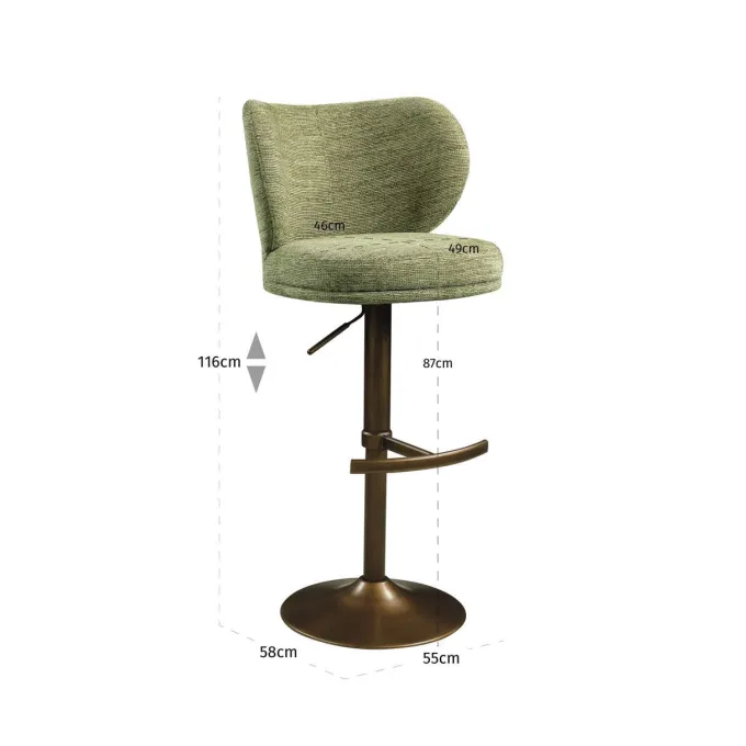 Richmond Interiors Barstoel Amely pistache softweave draaistoel