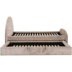 Richmond Interiors Bed Pixie clay chenille 120x200 met uitschuifbed