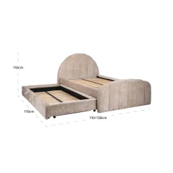 Richmond Interiors Bed Pixie clay chenille 120x200 met uitschuifbed