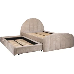 Richmond Interiors Bed Pixie clay chenille 120x200 met uitschuifbed