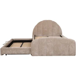 Richmond Interiors Bed Pixie clay chenille 120x200 met uitschuifbed