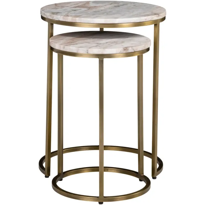 Richmond Interiors Bijzettafel Bottega Blush beige - Set van 2