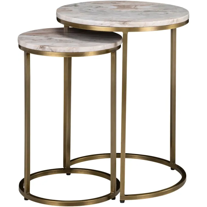 Richmond Interiors Bijzettafel Bottega Blush beige - Set van 2