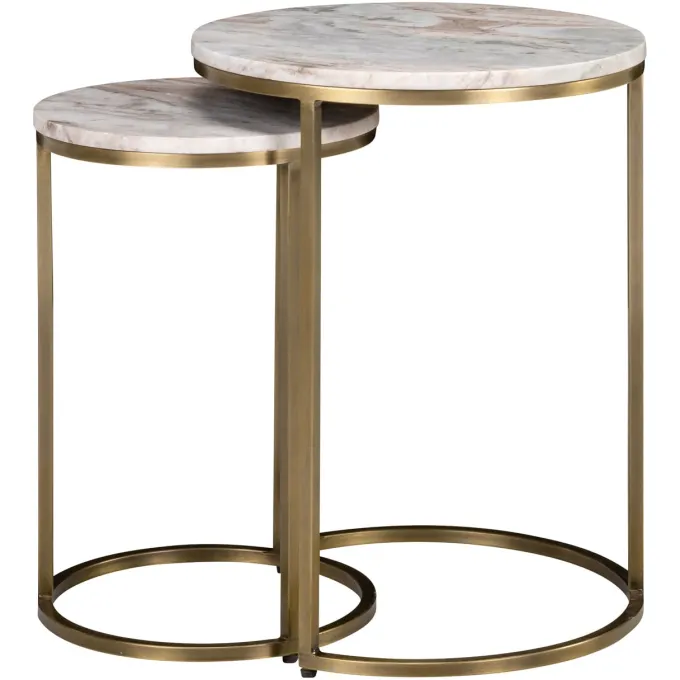 Richmond Interiors Bijzettafel Bottega Blush beige - Set van 2