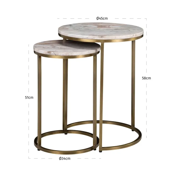 Richmond Interiors Bijzettafel Bottega Blush beige - Set van 2