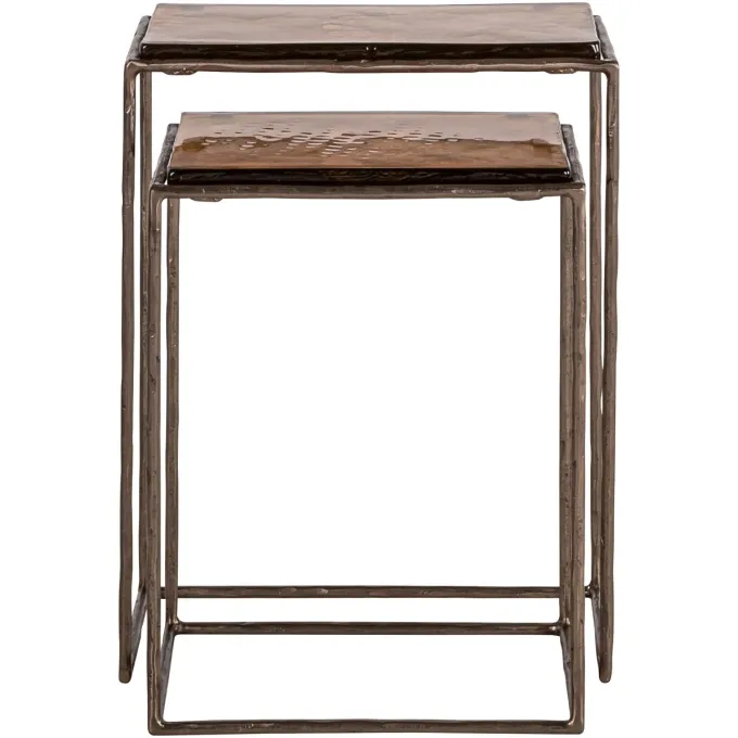 Richmond Interiors Bijzettafel Villano brons - Set van 2